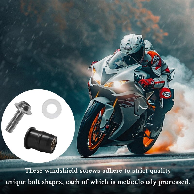 MUQIDA 10 PCS Motorcycle Windshield Bolts Screws Kit, Aluminum Alloy Motorbike Windscreen Body Fasteners, Universal Windshield Mounting Bolts with Wrench for Motorcycle Fairings (Silver) - Image 5
